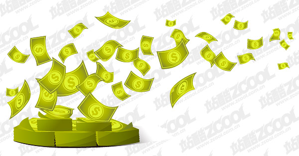 飞走的钞票矢量素材