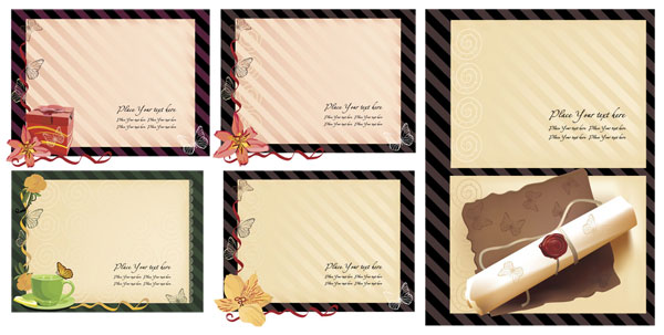 旧信纸模板系列矢量素材（5款）