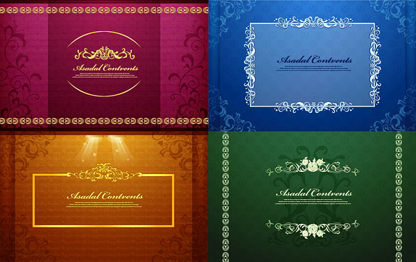 华丽金色花边边框矢量素材-8