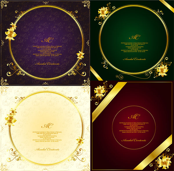 华丽金色花边边框矢量素材-10