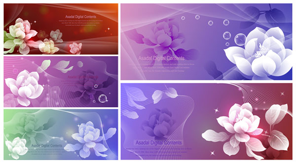 梦幻花朵矢量素材-1