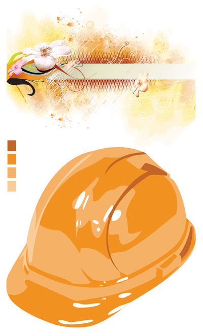 安全头盔花朵网点矢量素材