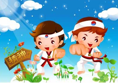 儿童跆拳道运动矢量素材3