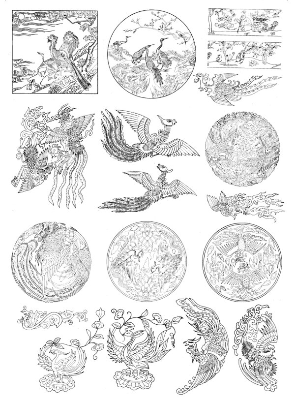凤凰花纹矢量图案-2