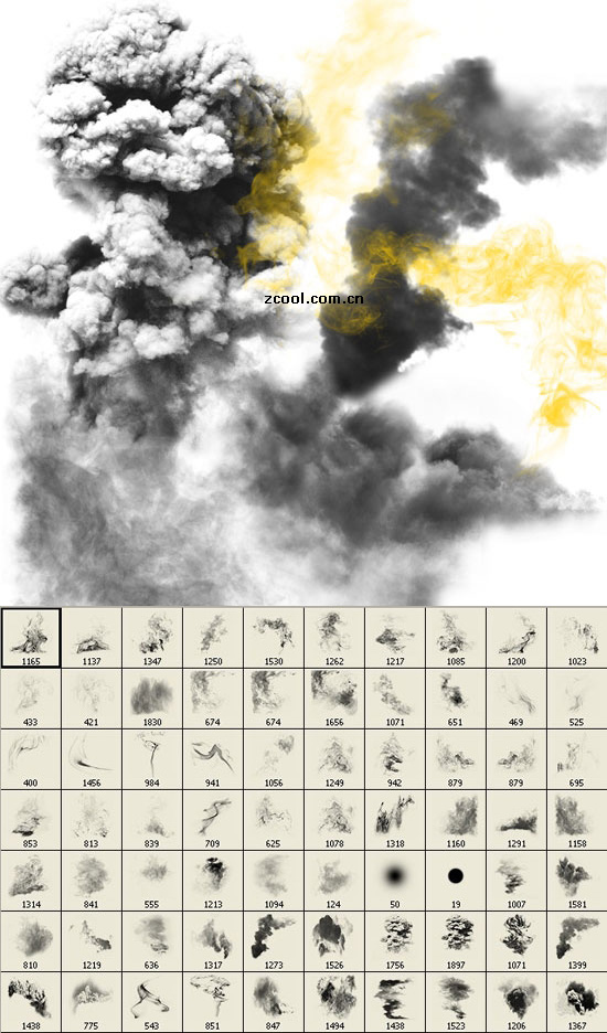 烟雾效果PS笔刷-1！可做火焰、墨迹！