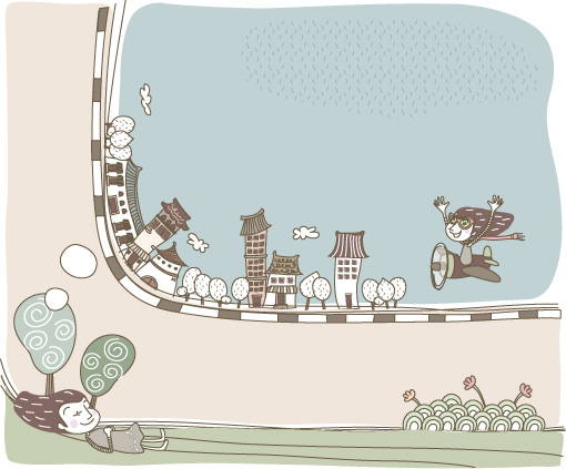 可爱线条插画矢量素材-15