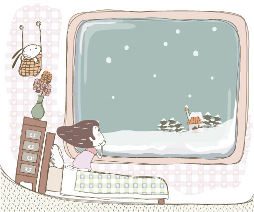 可爱线条插画矢量素材-17