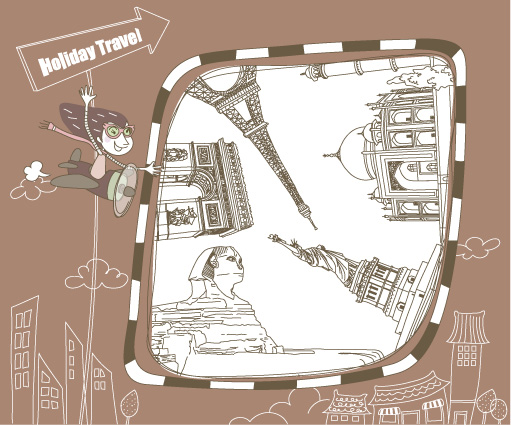 可爱线条插画矢量素材-36