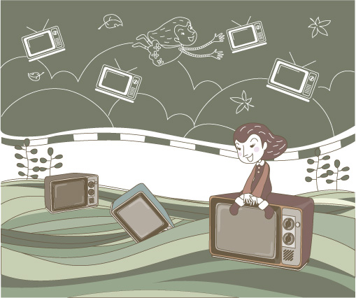 可爱线条插画矢量素材-46