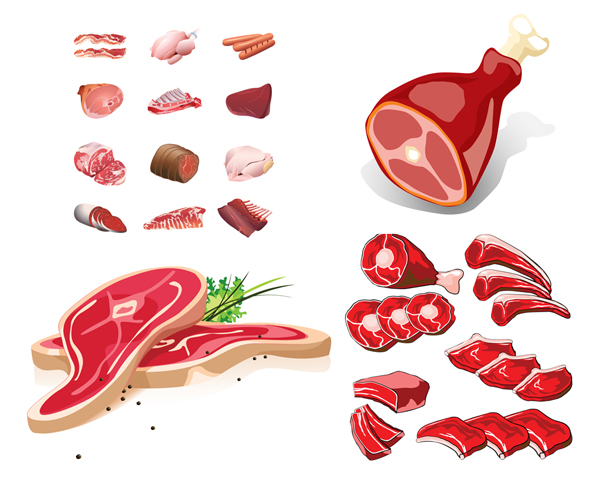 新鲜的肉类矢量素材