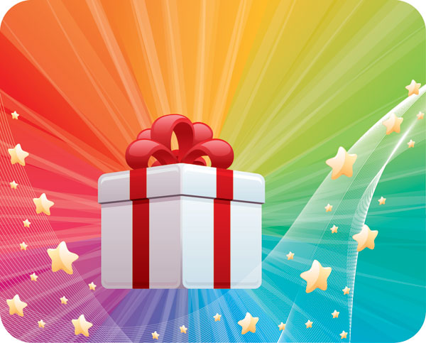 礼物光线星星矢量素材
