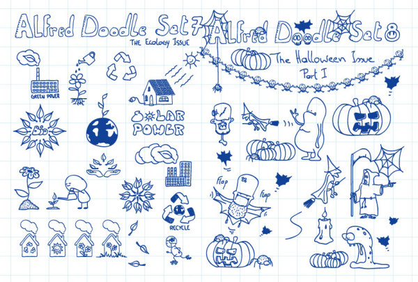 圆珠笔画的卡通矢量素材