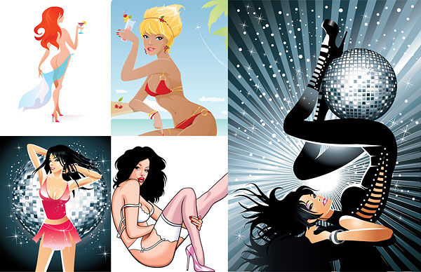 5款妩媚女性矢量素材