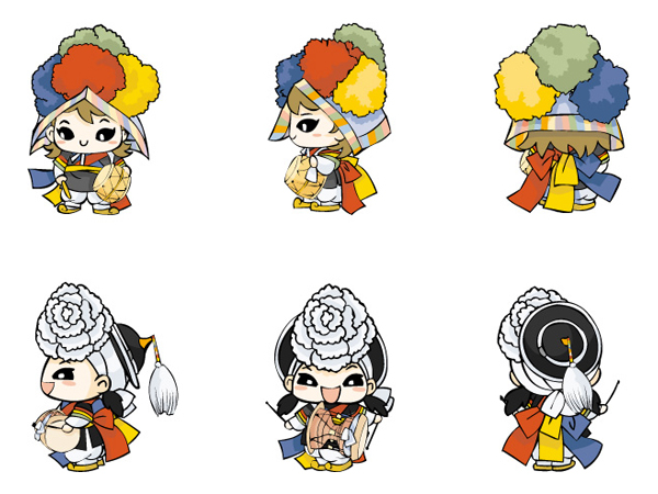 韩国传统服饰娃娃矢量素材之二