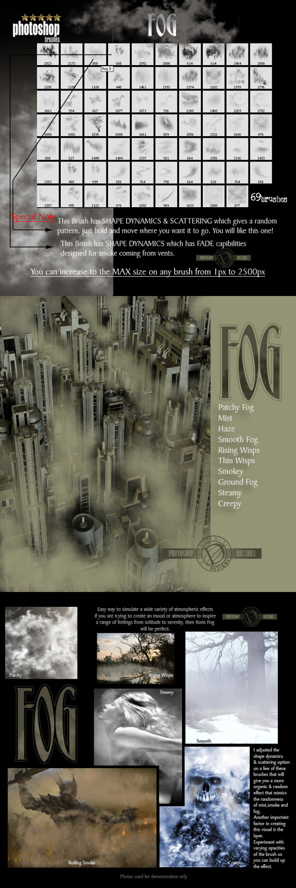 Rons 公司出品的高清晰雾气、水雾、雾团PS笔刷