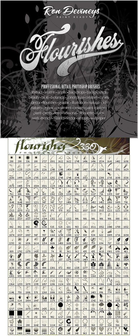 Rons 公司出品的高清晰雅致花纹、花边类PS系列笔刷（之三）  