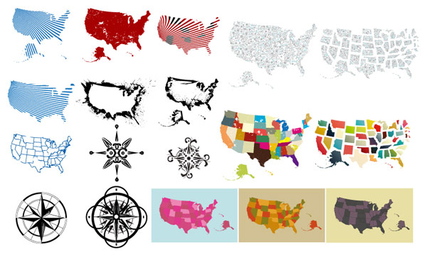 gomedia出品地图指南针矢量素材