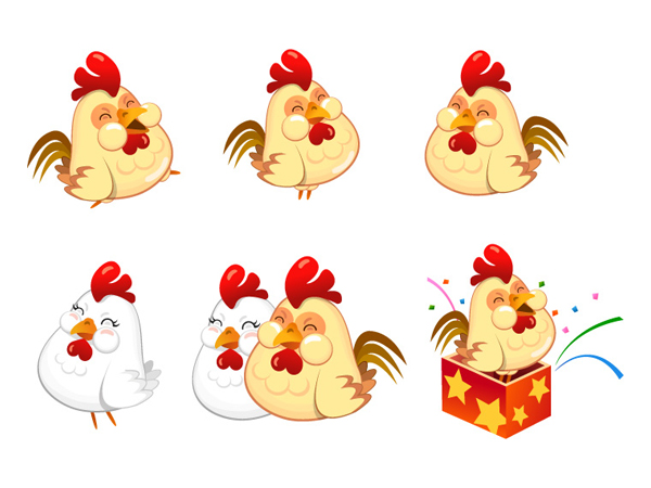 憨态可掬的公鸡矢量素材