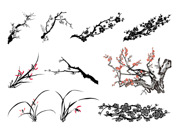 古典植物矢量素材之三