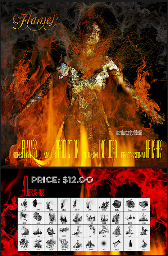 Rons&nbsp;&nbsp;公司出品的高清晰真实火焰火苗PS笔刷