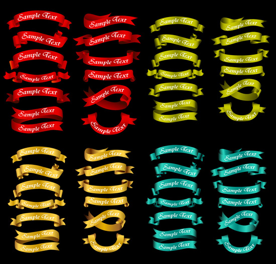 12款丝带矢量素材（4种颜色）