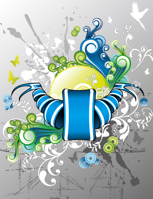 潮流元素丝带花纹矢量素材