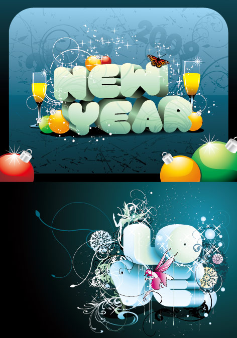 立体字主题矢量素材