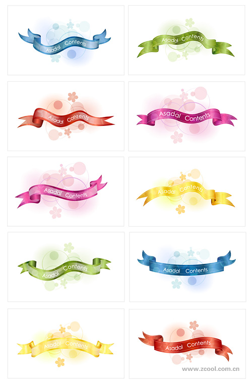 10款5色丝带矢量素材