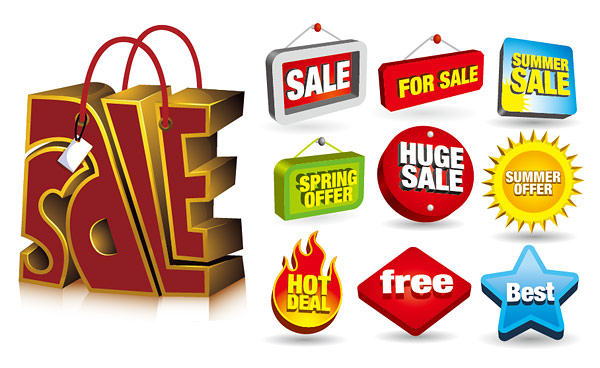 立体销售图标矢量素材