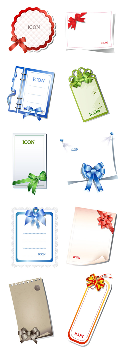 10款含蝴蝶结的空白卡片矢量素材