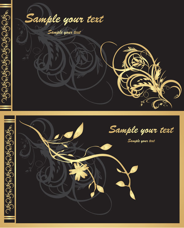 金色华丽花纹矢量素材