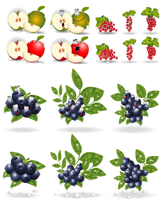 带眼睛的水果矢量素材