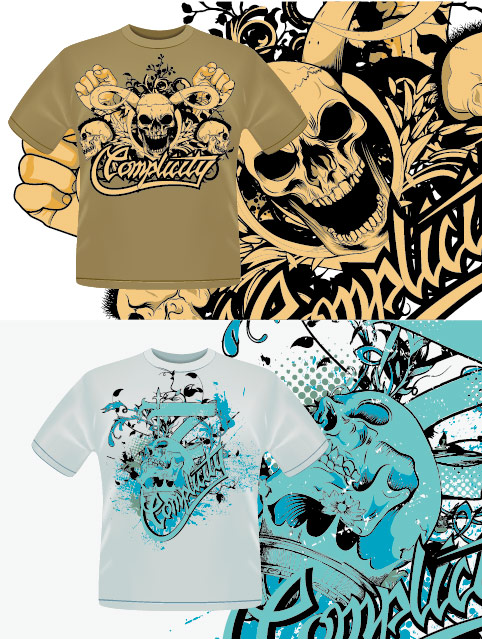 潮T图案矢量素材