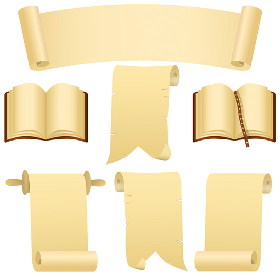 旧牛皮纸和书本矢量素材