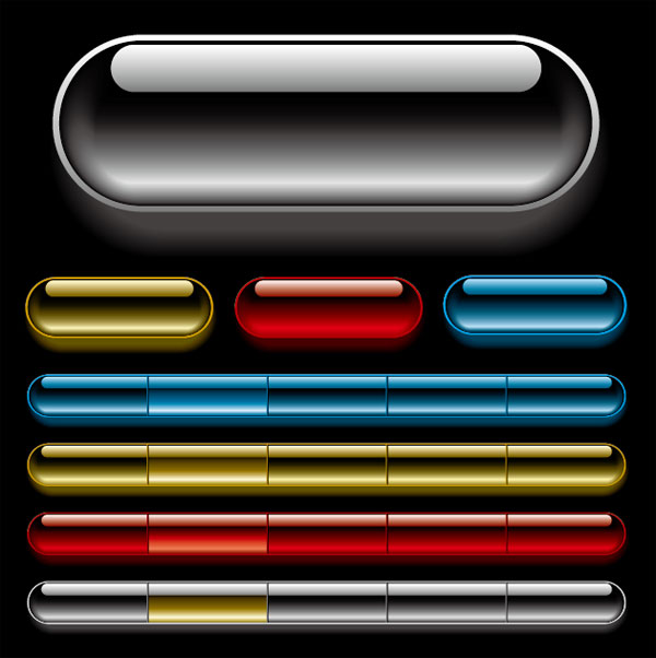 漂亮水晶质感导航条矢量素材