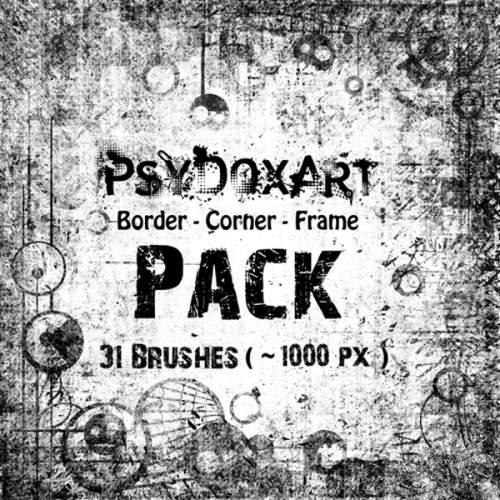 高清晰边缘破损老旧边框PS笔刷集