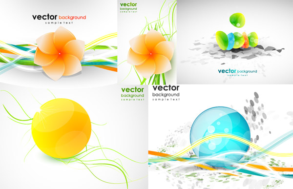 动感线条形状花朵矢量素材