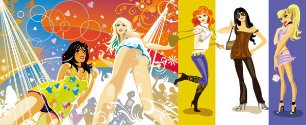 时尚女孩矢量素材