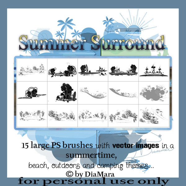 高清晰波浪花纹PS笔刷