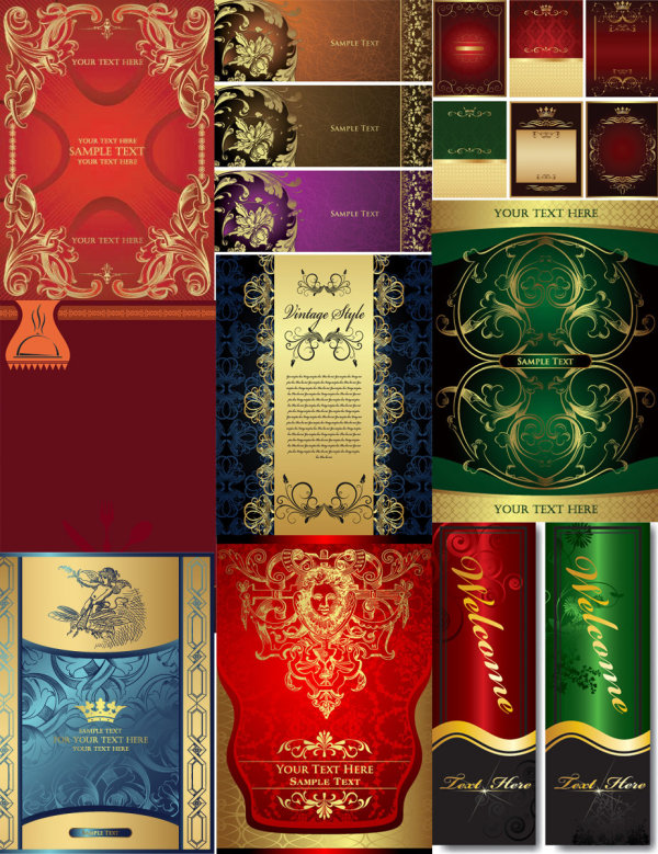 欧式花纹花边背景矢量素材