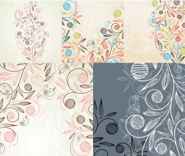 手绘风格花纹矢量素材