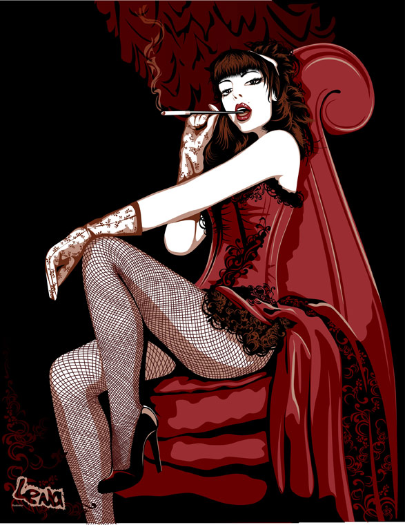 抽烟的女人矢量素材