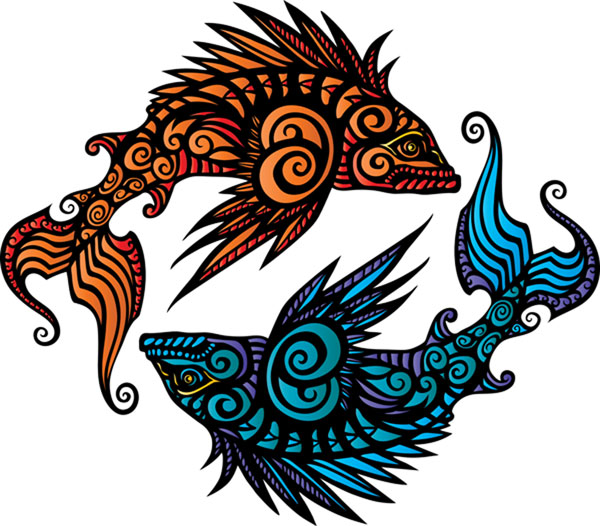 双鱼纹章矢量素材