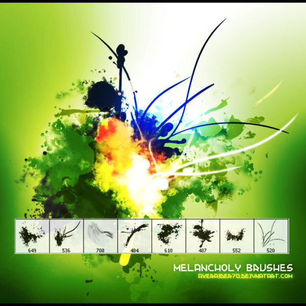 喷溅墨迹和亮光PS笔刷(分别含PSD及MAC系统笔刷文件)