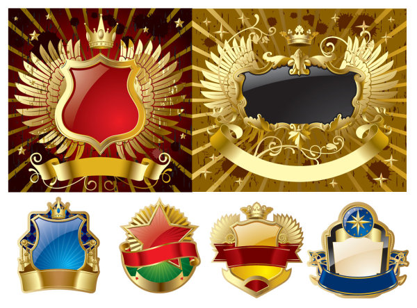 华丽标志徽章矢量素材