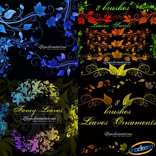 一组漂亮的装饰点缀树叶PS笔刷