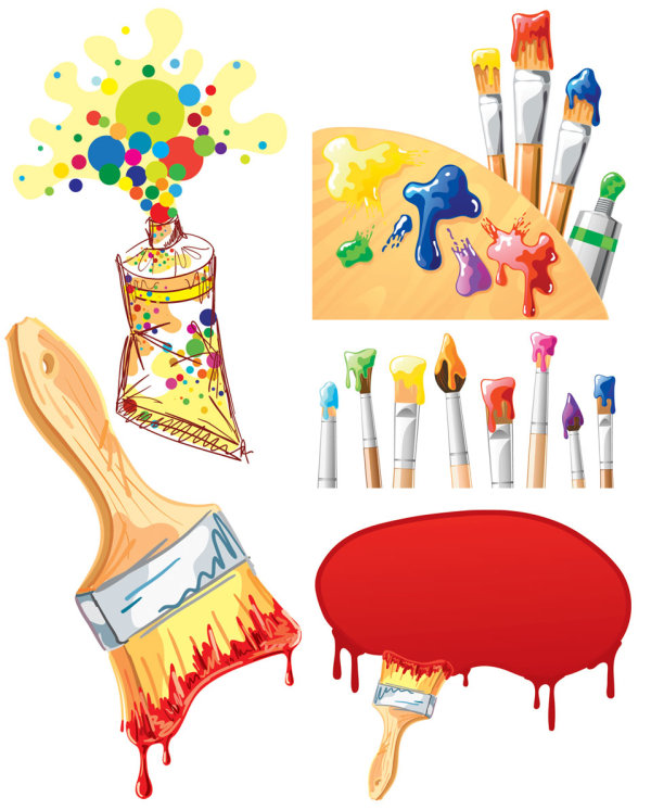 绘画笔刷背景矢量素材