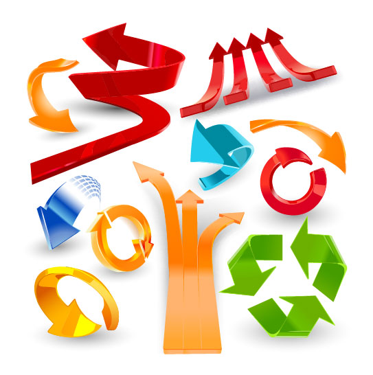 水晶质感动感箭头矢量素材