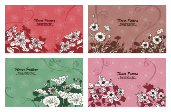 漂亮线描花朵植物矢量素材-1