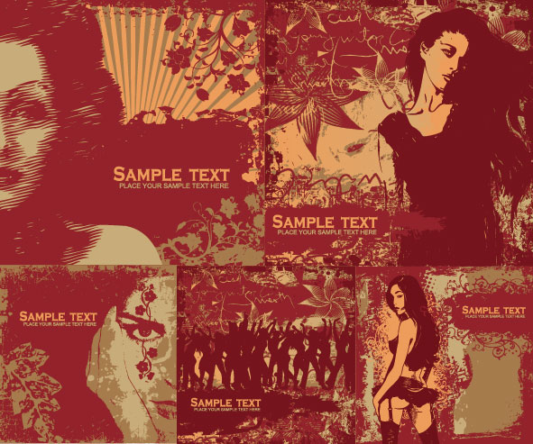 怀旧女性主题矢量素材